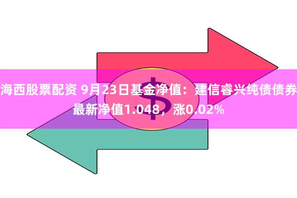 海西股票配资 9月23日基金净值：建信睿兴纯债债券最新净值1.048，涨0.02%