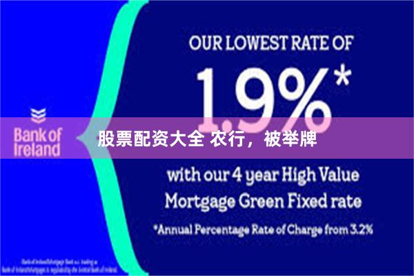 股票配资大全 农行，被举牌